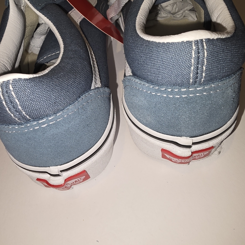 New Vans Old Skool Sneakers Blue Canvas Suede Classic Skate Shoes - Picture 3 of 5